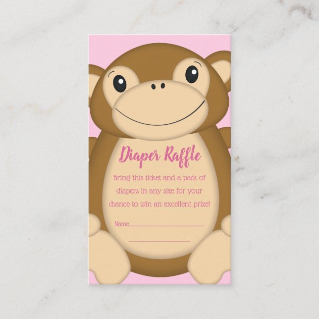 Carte D'accompagnement Baby shower singe rose (Devant)