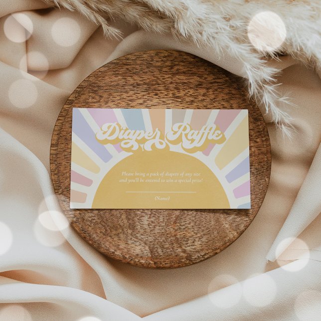 Carte D'accompagnement Baby shower Soleil Boho Rose Diaper Raffle (Créateur téléchargé)