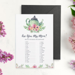 Carte D'accompagnement Baby shower Tea Party Êtes-vous ma maman Game Card