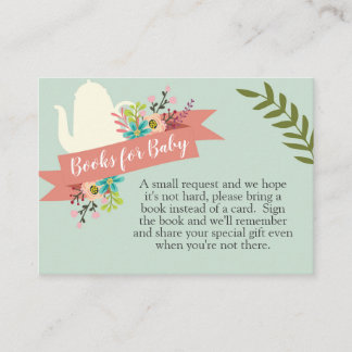 Carte D'accompagnement Baby shower Tea Party Livres pour Baby Card