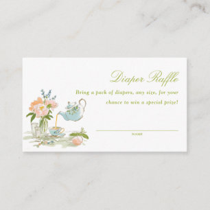 Carte D'accompagnement Baby Shower Tea Party Tirage au Sort de Couches 