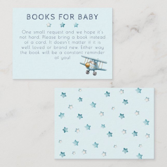 Carte D'accompagnement Baby shower Teddy Bear Blue Book Demande (Devant / Derrière)