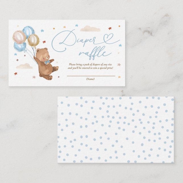 Carte D'accompagnement Baby shower Teddy Bear Raffin (Devant / Derrière)