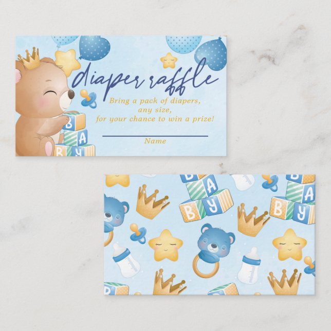 Carte D'accompagnement Baby shower tombola de couches bébé garçon (Devant / Derrière)