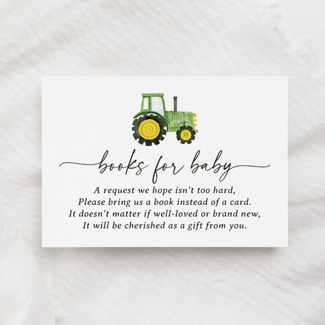 Carte D'accompagnement Baby shower tracteur Livres pour bébé (Créateur téléchargé)