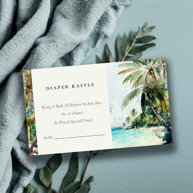 Carte D'accompagnement Baby shower Tropical Beach Palm Tree Diaper (Créateur téléchargé)