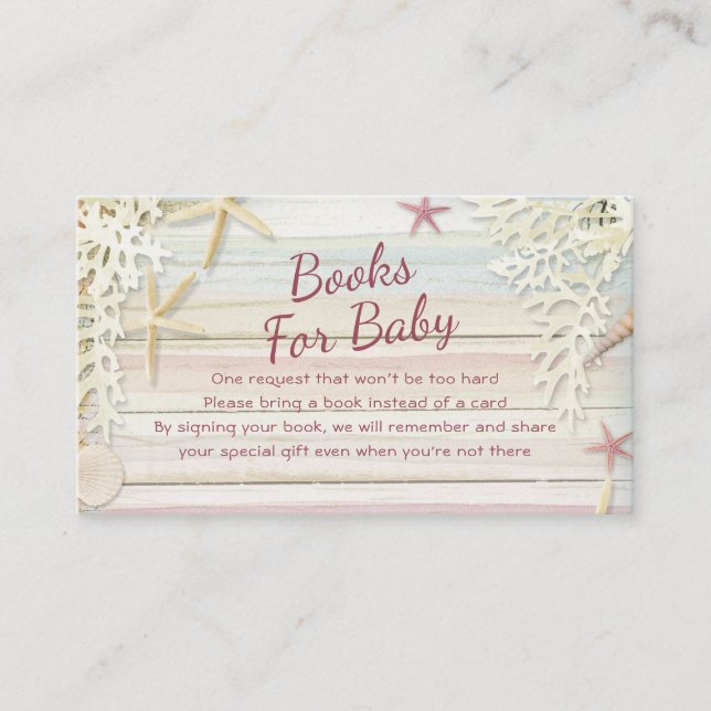Carte D'accompagnement Baby shower Tropical Beach Seashell Livres Pour Bé (Devant)