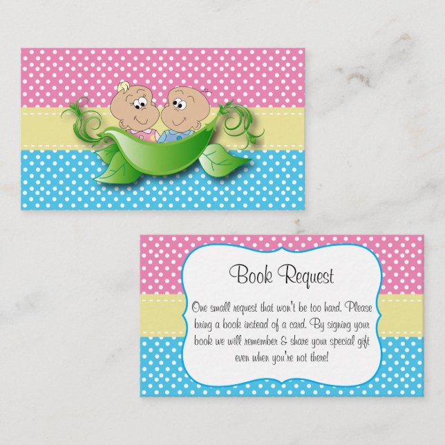 Carte D'accompagnement Baby shower Twin - Deux Pois Dans Une Demande De L (Devant / Derrière)