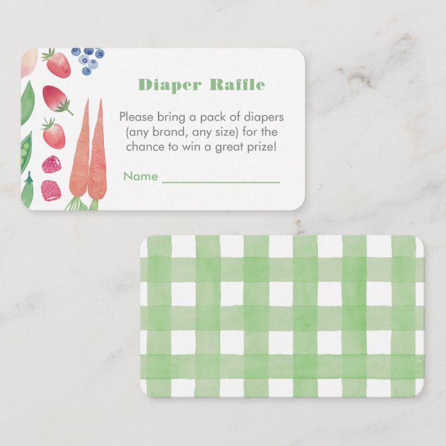 Carte D'accompagnement Baby shower vert du marché des agriculteurs Raffle (Devant / Derrière)