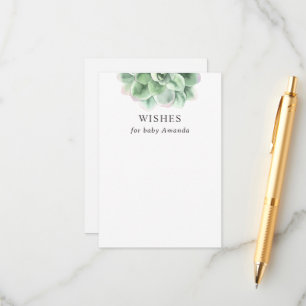 Carte D'accompagnement Baby shower   Voeux succulents pour bébé