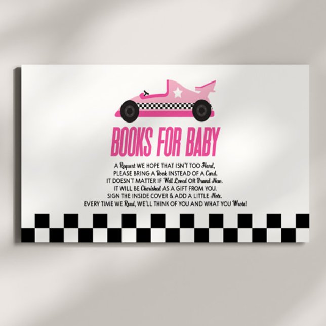 Carte D'accompagnement Baby shower Voiture Rose Livres Pour Bébé (Créateur téléchargé)