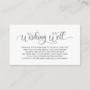 Carte D'accompagnement Baby shower, Wishing Well, Hand Lettré Black