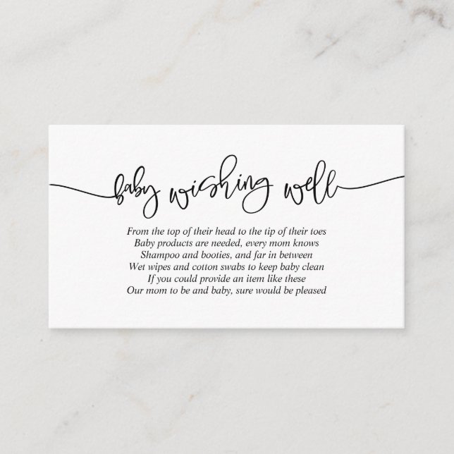 Carte D'accompagnement Baby shower, Wishing Well, Script noir créatif (Devant)