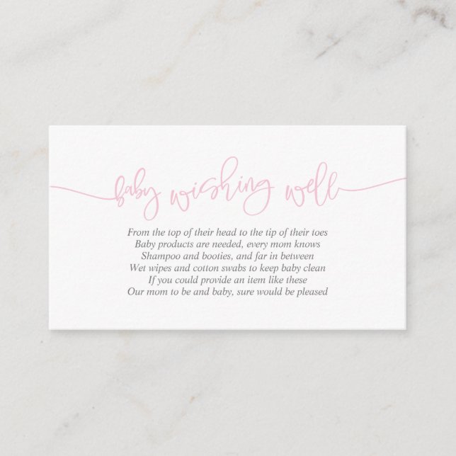 Carte D'accompagnement Baby shower, Wishing Well, Script rose créatif (Devant)