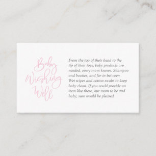 Carte D'accompagnement Baby shower, Wishing Well, Script rose créatif