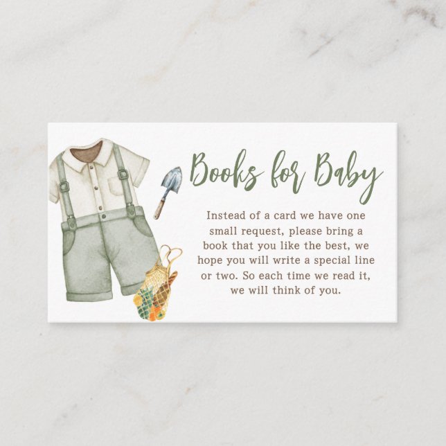 Carte D'accompagnement Baby showers cultivés localement Livres pour bébé (Devant)