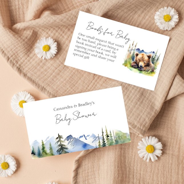 Carte D'accompagnement Baby showers d'attente précoce pour bébé (Bearly wait baby shower books for baby enclosure card watercolor sleeping baby bear baby books card)