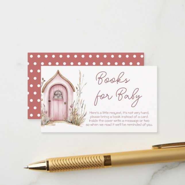 Carte D'accompagnement Baby showers de fleurs de bois rose (Devant/Arrière en situation)