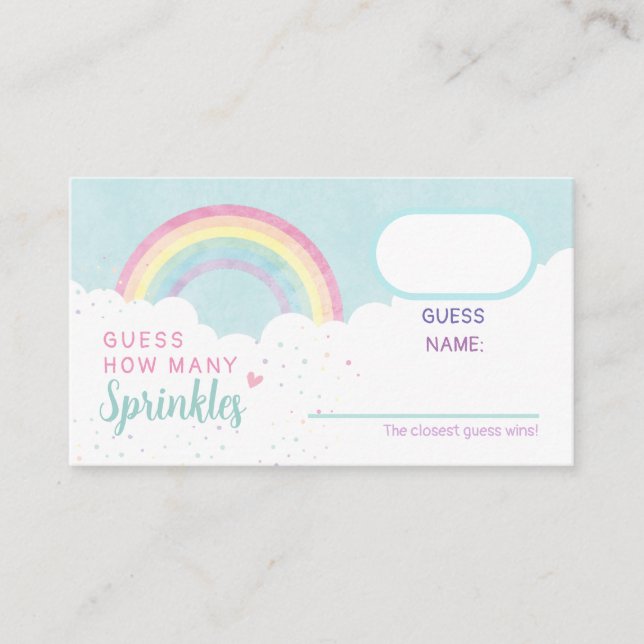 Carte D'accompagnement Baby Sprinkles Pastel Rainbow Activité Guess Card (Devant)