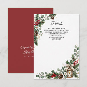 Carte D'accompagnement Baies de pin rustiques Noël hivernal Mariage