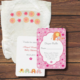 Carte D'accompagnement Baignoire pour Bébé Fille Tirage au Sort Couches É