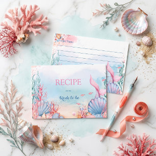 Carte D'accompagnement Bain de sirène à l'aquarelle océanique rose rêveur
