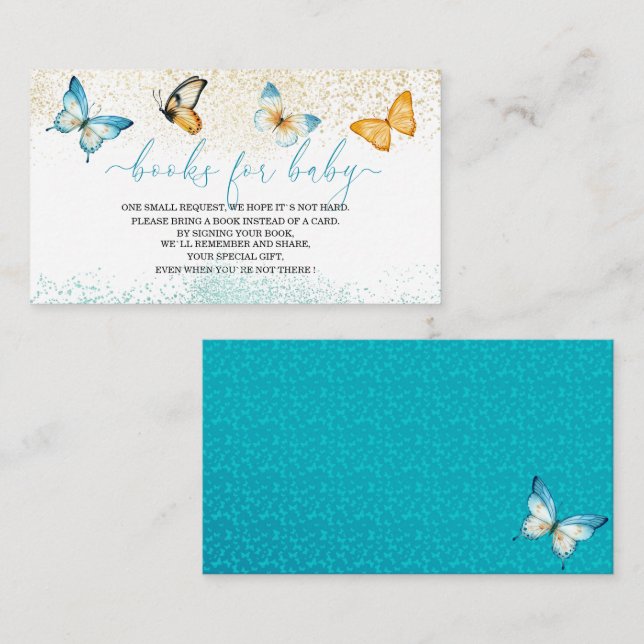Carte D'accompagnement Baisers à papillon baby showers pour bébé Enclos (Devant / Derrière)