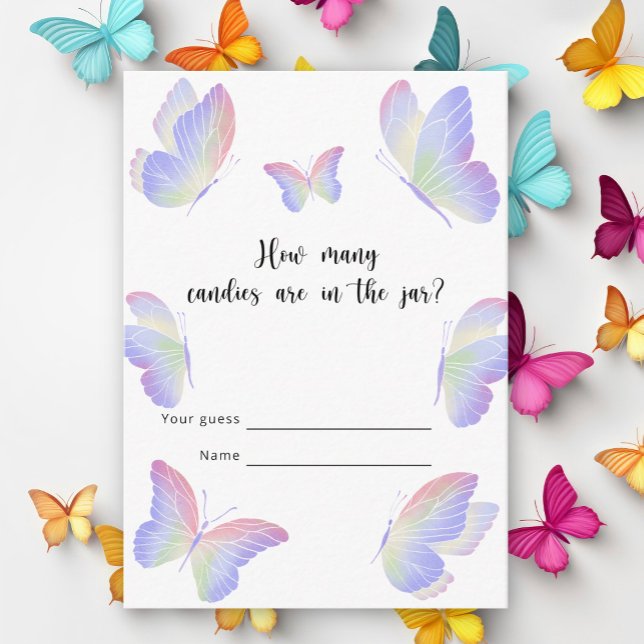 Carte D'accompagnement Baisers papillon Combien de bonbons (Créateur téléchargé)