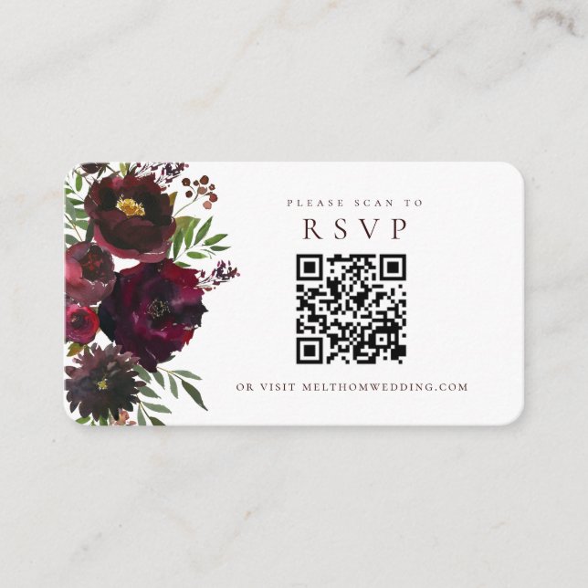 Carte D'accompagnement Balayage floral Bourgogne vers le boîtier Mariage  (Devant)