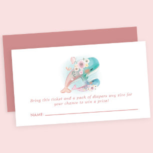 Carte D'accompagnement Baleines à l'aquarelle florale Baby Shower Tirage 