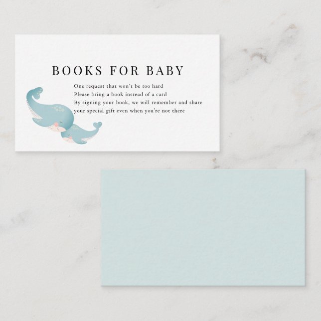 Carte D'accompagnement Baleines Blue Baby shower Demande de réservation (Devant / Derrière)