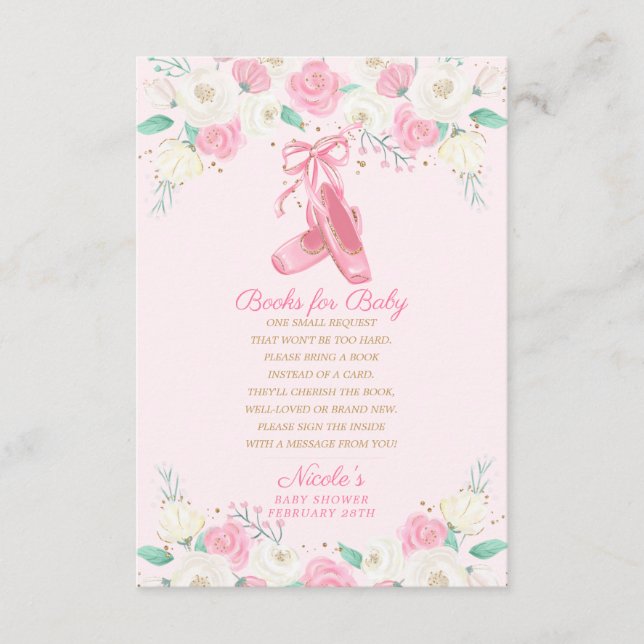 Carte D'accompagnement Ballerina Apportez un livre Demande Livres pour bé (Devant)