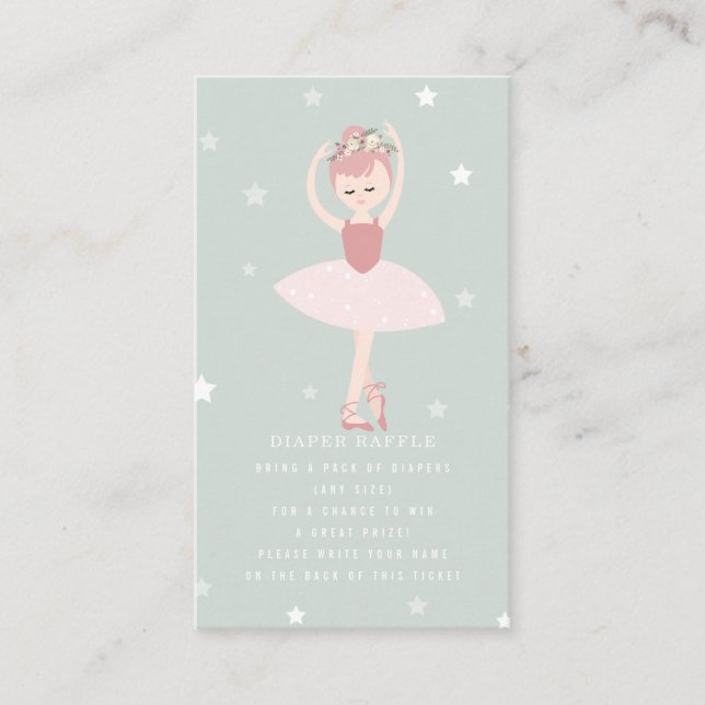 Carte D'accompagnement Ballerina Stars Blue Baby Diaper Raffle (Devant)