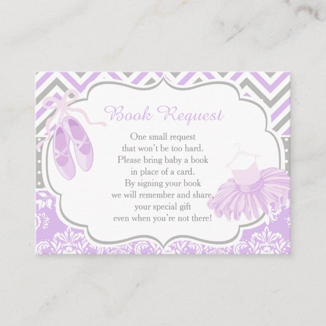 Carte D'accompagnement Ballerina violette et gris demande de livre pour b (Devant)