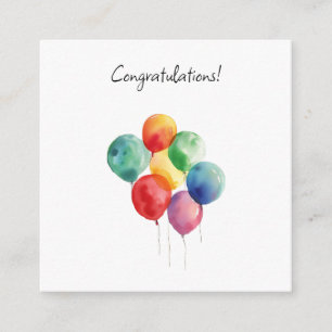 Carte D'accompagnement Ballons Aquarelle Félicitations Minimaliste