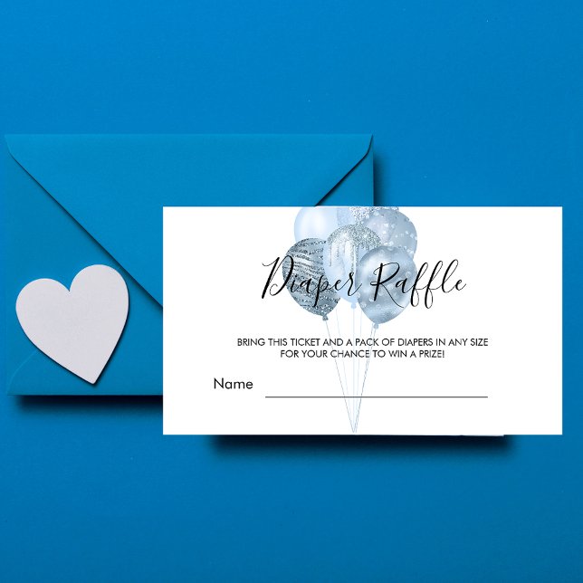 Carte D'accompagnement Ballons blancs bleu garçon baby shower de couche t (Créateur téléchargé)