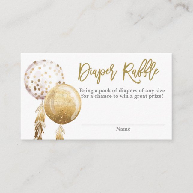 Carte D'accompagnement Ballons blancs et or baby shower Déchets Raffle (Devant)