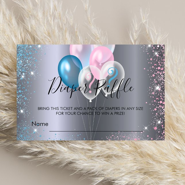 Carte D'accompagnement Ballons bleu argenté baby shower de couche tombole (Créateur téléchargé)