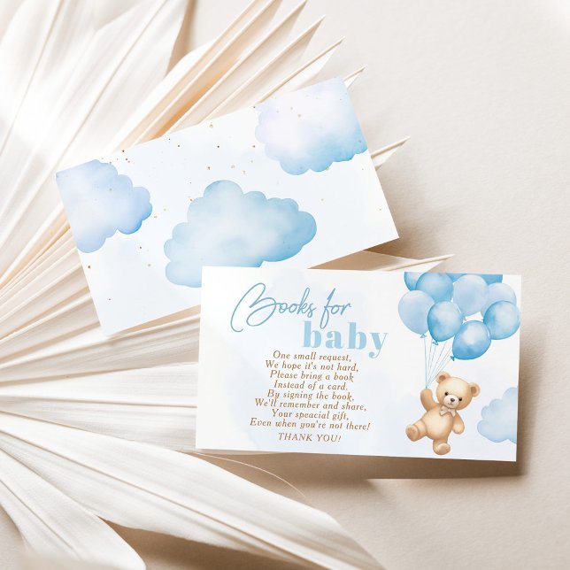 Carte D'accompagnement Ballons bleus Livres d'ours en peluche pour billet (Créateur téléchargé)