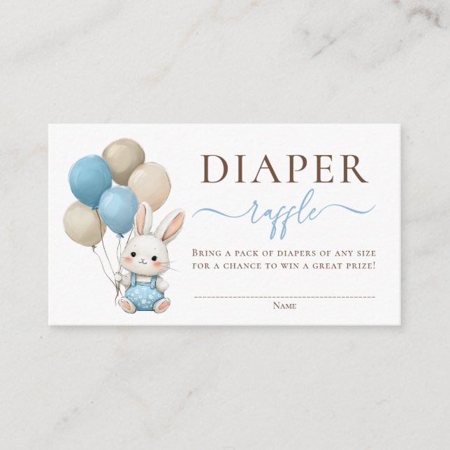 Carte D'accompagnement Ballons Bunny Bleu Bébé Garçon Douche Déchets Raff (Devant)