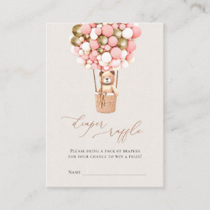 Carte D'accompagnement Ballons de filles d'ours roses Déchets Raffle Bill