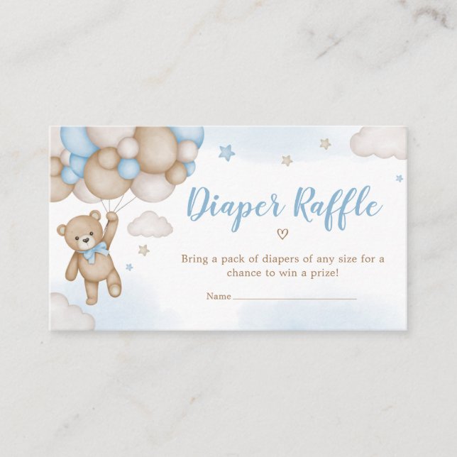 Carte D'accompagnement Ballons d'ours Bleu Baby shower Déchets Raffin (Devant)