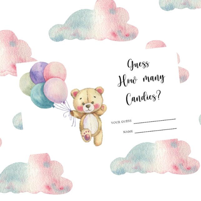 Carte D'accompagnement Ballons d'ours en peluche - devinez combien de bon (Créateur téléchargé)