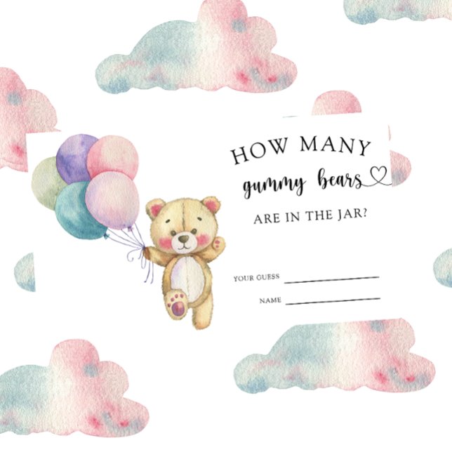 Carte D'accompagnement Ballons d'ours en peluche - devinez combien d'ours (Créateur téléchargé)