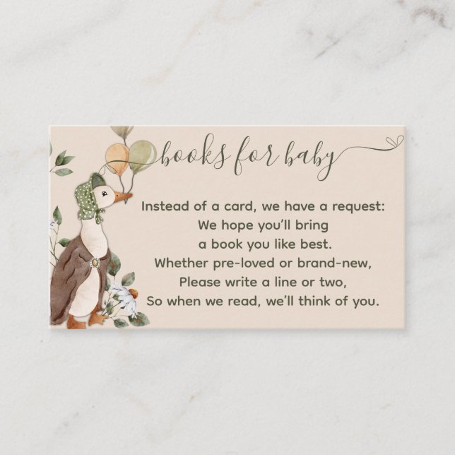 Carte D'accompagnement Ballons mignonnes Mère Oie Livres pour Baby shower (Devant)