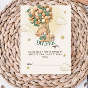 Carte D'accompagnement Ballons Ours Vert Baby Shower Tirage au sort des c