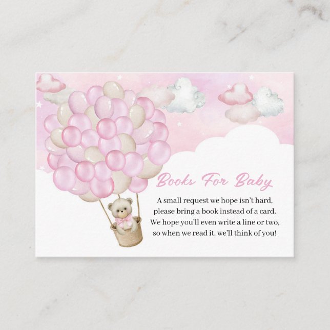Carte D'accompagnement Ballons volants pour ours en peluche rose Livres p (Devant)