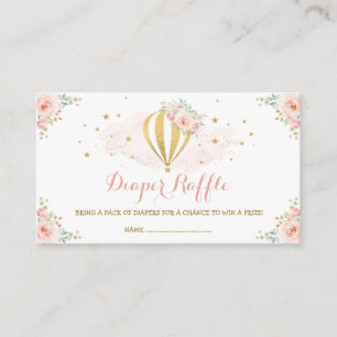 Carte D'accompagnement Balloon à air chaud Blush Floral Babal Diaper Raff