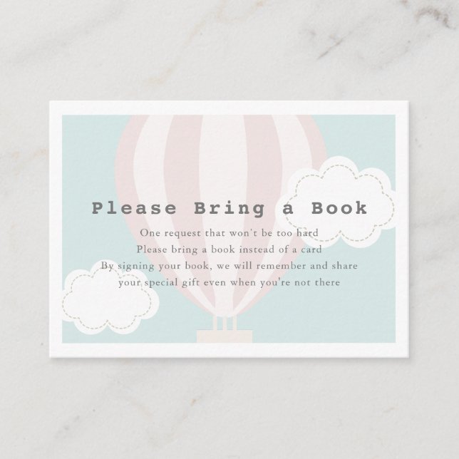 Carte D'accompagnement Balloon à air chaud rose S'il vous plaît apporter  (Devant)