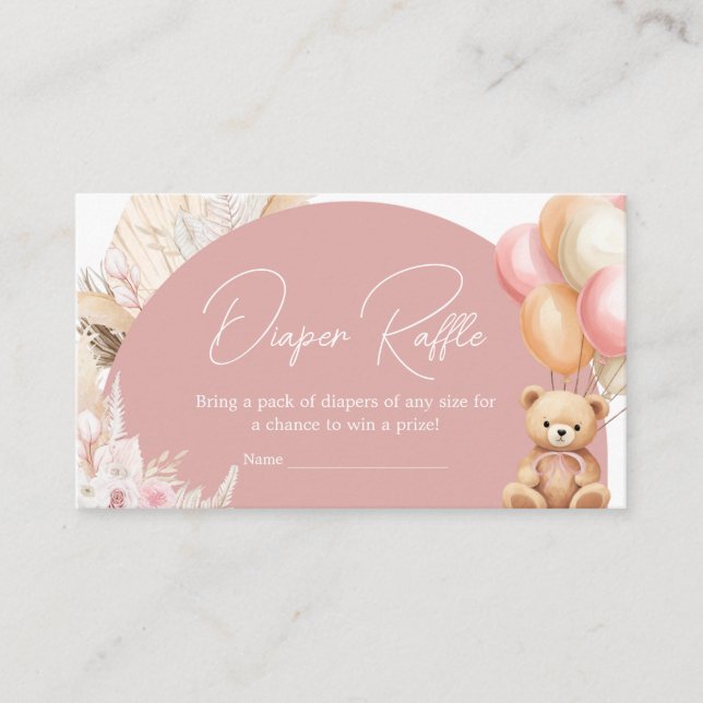 Carte D'accompagnement Balloon de Baby shower de baudruche rose Boho Raff (Devant)
